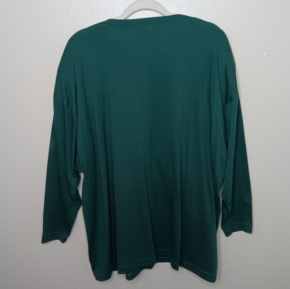 VTG 80s Thanksgiving Women's Plus OS Shirt Green Shoulder Pads Facade USA NWOT - Picture 6 of 9